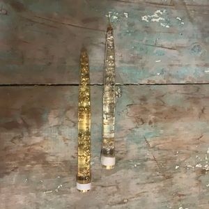 MCM lucite 8” candle stick set